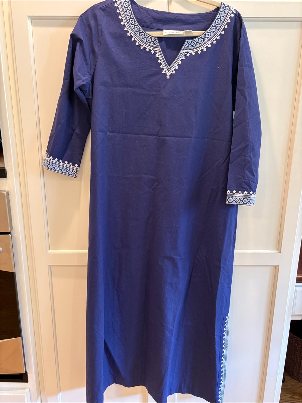 Embroidered Navy Blue Maxi Dress - Brand Unspecified
